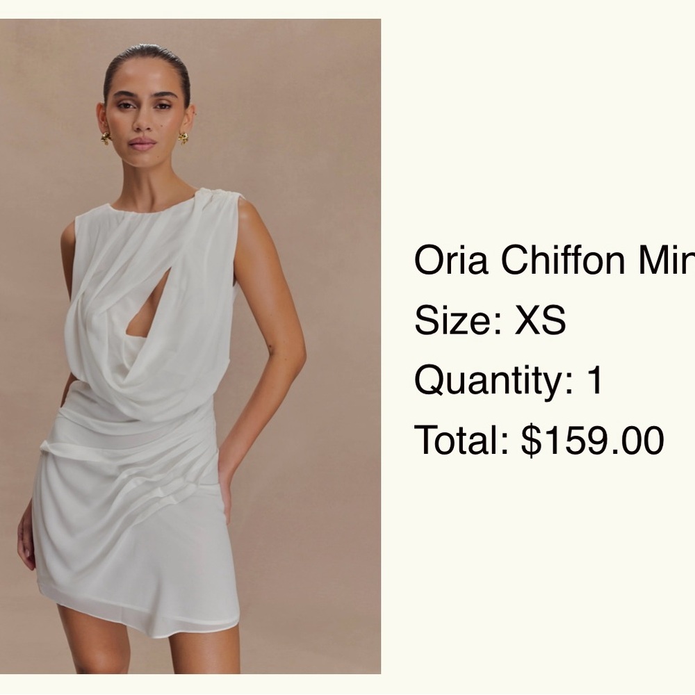 Meshki White Chiffon Mini Dress